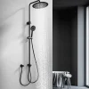 Colonne de Douche Sans Mitigeur Systeme de Douche Effet Pluie Douchette 3 Fonctions Hauteur Reglable 500 a 1220 mm Inox Noir