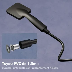 Colonne de Douche sans Mitigeur Systeme de Douche avec Douchette Set Kit de Douche en Acier Inox Noir Réglable en Hauteur
