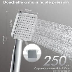 Colonne de Douche sans Mitigeur Systeme de Douche avec Douchette Set Kit de Douche en Acier Inox Réglable en Hauteur Chromé