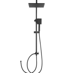 Colonne de douche sans robinetterie avec pommeau + douchette+ flexible + barre réglable, Noir