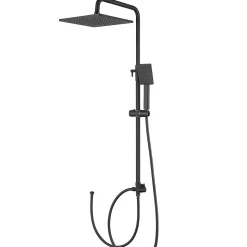 Colonne de douche sans robinetterie avec pommeau + douchette+ flexible + barre réglable, Noir