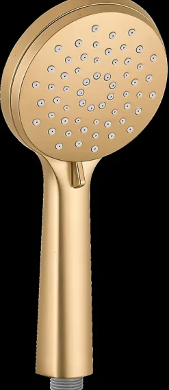 Colonne de douche sans robinetterie avec douchette + pomme de tête + barre réglable + flexible, doré, Wenko Young Line