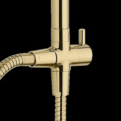 Colonne de douche sans robinetterie avec douchette + pomme de tête + barre réglable + flexible, doré, Wenko Young Line