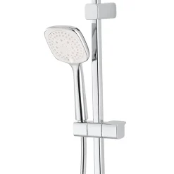 Colonne de douche sans robinetterie avec pommeau + douchette 3 jets + flexible + barre réglable chrome GoodHome Teesta