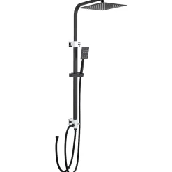 Colonne de douche sans robinetterie avec pommeau + douchette+ flexible + barre réglable, Noir