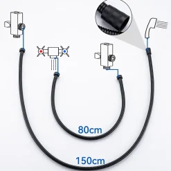 Colonne de douche sans robinetterie avec pommeau + douchette+ flexible + barre réglable, Noir