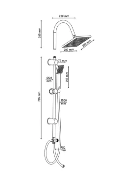 Colonne de douche sans robinetterie chrome, Edouard Rousseau Soto