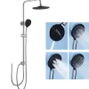 Colonne de douche sans robinetterie avec pommeau + douchette 4 jets + flexible + barre réglable, chromé