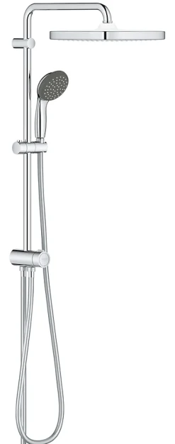 Colonne de douche sans robinetterie avec pommeau + douchette 1 jet + flexible + barre réglable Grohe Vitalio Start 250 Cube