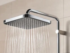 Colonne de douche sans robinetterie avec pommeau + douchette 1 jet + flexible + barre réglable Grohe Vitalio Start 250 Cube
