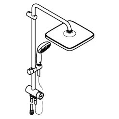 Colonne de douche sans robinetterie avec pommeau + douchette 1 jet + flexible + barre réglable Grohe Vitalio Start 250 Cube