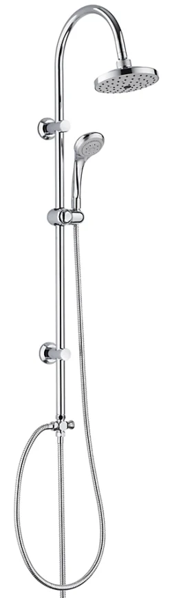 Colonne de douche sans robinetterie avec pommeau + douchette 3 jets + flexible + barre réglable, chrome Edouard Rousseau Sonora
