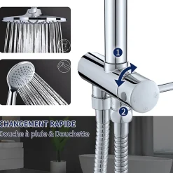 Colonne de Douche sans Robinetterie Murale Hydromassante avec Douchette et Pommeau de Douche Chromé