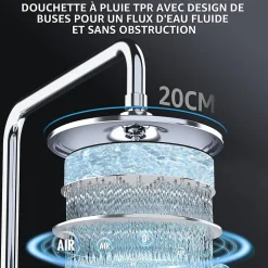 Colonne de Douche sans Robinetterie Murale Hydromassante avec Douchette et Pommeau de Douche Chromé