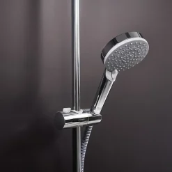 Colonne de douche sans robinetterie avec pommeau + douchette 2 jets + flexible + barre réglable, chrome, Hansgrohe Vernis Shape
