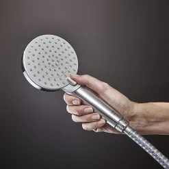 Colonne de douche sans robinetterie avec pommeau + douchette 2 jets + flexible + barre réglable, chrome, Hansgrohe Vernis Shape