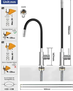 Colonne de douche sans robinetterie avec pommeau + douchette 4 jets + flexible + barre réglable, Noir