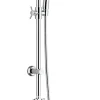 Colonne de douche sans robinetterie avec pommeau + douchette 1 jet + flexible + barre réglable, chrome, Edouard Rousseau Manolia