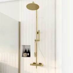 Colonne de douche thermostatique, doré, GoodHome Owens