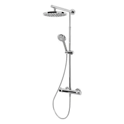 Colonne de douche thermostatique avec pommeau + douchette + flexible + barre réglable, coloris chrome, Schulte Rain