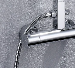 Colonne de douche thermostatique acier inox + pommeau 30x30cm - 118x41cm - 8821C Basic 30x30cm
