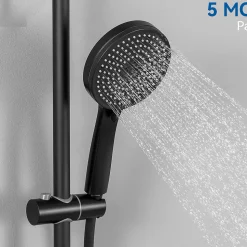 Colonne de Douche Thermostatique 5 Fonctions, SOFETIY MAX Ensemble de Douche Noir, Douche avec Tête de Douche de 12 pouces