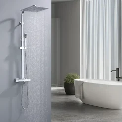 Colonne de Douche Thermostatique Ensemble de Douche Corps en Laiton Hauteur Réglable 855-1105mm Système de Douche