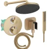 Colonne de douche thermostatique HANSGROHE Ecostat S Douche de tête Pulsify S Flexible Isiflex Douchette Pulsify E bronze brossé