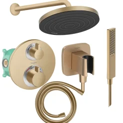 Colonne de douche thermostatique HANSGROHE Ecostat S Douche de tête Pulsify S Flexible Isiflex Douchette Pulsify E bronze brossé