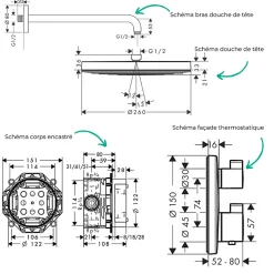 Colonne de douche thermostatique HANSGROHE Ecostat S Douche de tête Pulsify S Flexible Isiflex Douchette Pulsify E bronze brossé