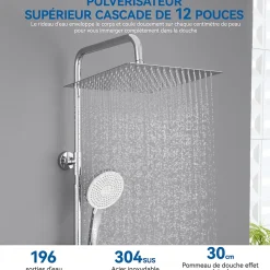 Colonne de Douche Thermostatique 5 Fonctions, SOFETIY MAX Ensemble de Douche , Douche avec Tête de Douche de 12 pouces