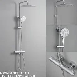 Colonne de Douche Thermostatique 5 Fonctions, SOFETIY MAX Ensemble de Douche , Douche avec Tête de Douche de 12 pouces