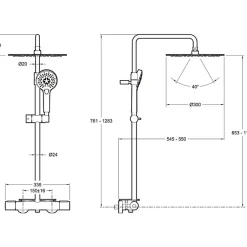 Colonne de douche thermostatique JACOB DELAFON Metro chromée