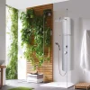 Colonne de douche thermostatique avec tablette, pomme de tête, douchette et flexible, en aluminium anodisé gris, Valentin Totmy