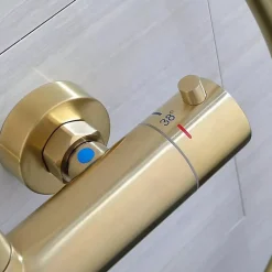 COLONNE DE DOUCHE THERMOSTATIQUE EN LAITON DORÉ BROSSÉ SC418 COLLECTION SCAMANDRE
