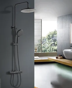 Colonne de douche thermostatique noire XL, Edouard Rousseau Ekogest