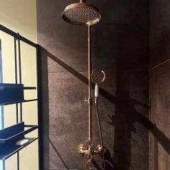 Colonne de douche thermostatique cuivre brossé Essebagno Indus