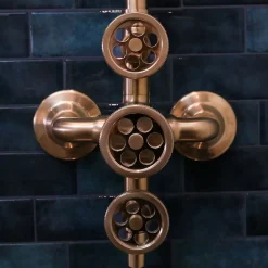 Colonne de douche thermostatique cuivre brossé Essebagno Indus