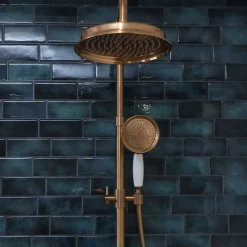 Colonne de douche thermostatique cuivre brossé Essebagno Indus