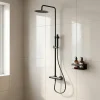 Colonne de douche thermostatique + barre réglable + douchette + flexible, noir mat, GoodHome Owens