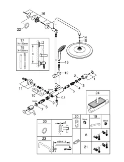 Colonne de douche thermostatique chromé Grohe Vitalio 310