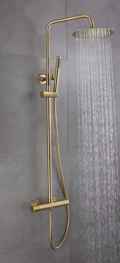 Colonne de douche thermostatique laiton brossé, Edouard Rousseau Doddy