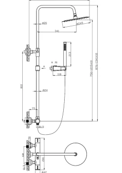 Colonne de douche thermostatique laiton brossé, Edouard Rousseau Doddy