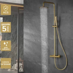 Colonne de Douche Thermostatique Anti-Calcaire Or Brossé IMEX NAPOLES BTN047/OC