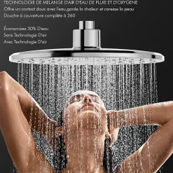 Colonne de Douche Thermostatique Hauteur Reglable 940 a 1200 mm Jet Pluie avec Tablette Finition Chrome pour Salle de Bain