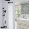 Colonne de Douche Thermostatique Securite 38C Jet Pluie Hauteur Reglable 1006 a 1206 mm Acier Inoxydable Noir Pour Salle de Bain