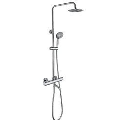 Colonne de douche thermostatique AVEC bec rond 85-115 cm finition chrome poli en laiton Kibath