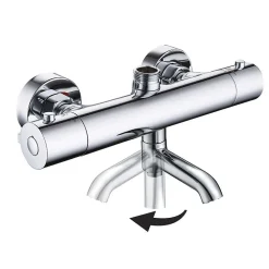 Colonne de douche thermostatique AVEC bec rond 85-115 cm finition chrome poli en laiton Kibath