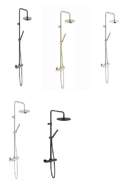 Colonne de douche thermostatique TONDA avec douchette stylo - Coloris: PVD Miele brossé