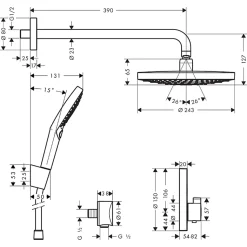 Colonne de douche thermostatique encastrée HANSGROHE ShowerSelect S chromé + douche de tête Raindance Select S + nettoyant